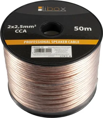 Obrázok produktu pre Libox Kabel głośnikowy 2x2,50mm LB0009-50, Meďou potiahnutý hliník (CCA), 50 m, Priehľadná