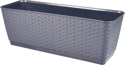 Produktbild von Blumenkasten 29,5cm Rattanoptik Untersetzer Balkonkasten Pflanzkasten Blumentopf