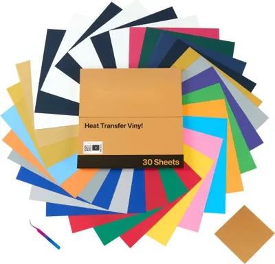 Produktbild von Vinylfolie zur Wärmeübertragung - 30 Blätter 304,8x304,8mm - Hochwertige Transferfolie
