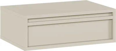 Image de Table de chevet suspendue - Petite table avec tiroir - Rangement pour chambre - Mécanisme d'ouverture par pression - Largeur : 50 cm - Gris-beige
