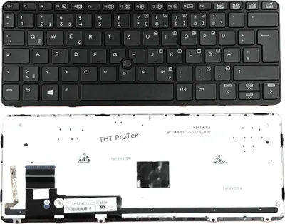 Produktbild von Tastatur - Farbe: Schwarz - mit Rahmen - mit Mausstick - mit Beleuchtung Deutsches Tastaturlayout kompatibel für HP P/N: 735503-041
