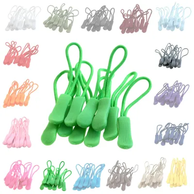 10 Zipper Schlaufen Zieher Puller grün