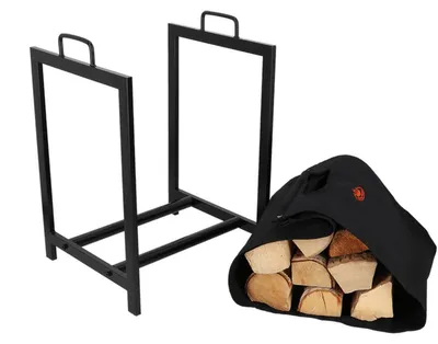 Productafbeelding van Haardbloktas zwart met houder - Esschert Design