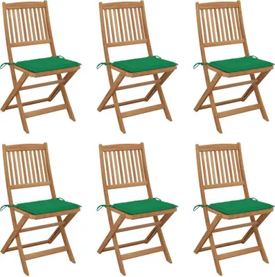 Produktbild von Klappbare Gartenstühle 6 Stk. mit Kissen Massivholz Akazie