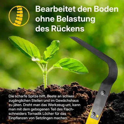 Produktbild von TORNADICA Flachschneider Gartenwerkzeug 140cm Kultivator Grubber Unkrautjäter mit 3 flexiblen Stahlkanten zum Bodenlockern und Unkraut Entfernen