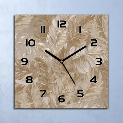 Produktbild von Wanduhr Echt-Glas-Küchenuhr Elegante Blätter Quarz Lautlos 30x30 Deko Bilder