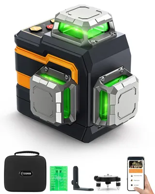 Productafbeelding van Laserwaterpas 3x360° Groene Laser - Zelfnivellerend - Voor Bouw En Ophangen - Kruislijnlaser