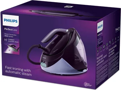 Produktbild von Philips PSG7150/30 PerfectCare Dampfbügelstation (SteamGlide Elite-Sohle, 8 bar Dampfdruck, geeignet für Leitungswasser), Farbe:Schwarz