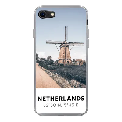 Produktbild von MuchoWow® Handyhülle Schutzhülle Hülle für iPhone 7 Niederlande - Mühle - Wiese Silikon Softcase Handy Hülle - Kartenhalter
