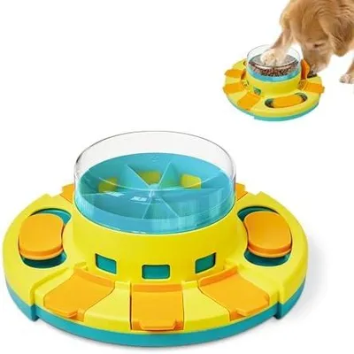 Produktbild von Potaroma Hundespielzeug Intelligenz, Hunde Intelligenzspielzeug 2 Ebenen Puzzle-Spielzeug, langsamer Feeder & Leckerli-Futterspielzeug, geeignet für kleine, mittlere & große Hunde, 10,7 cm Höhe