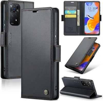 Immagine prodotto di Custodia Redmi Note 11 Pro, Custodia in pelle per carte da gioco protettiva con supporto per Xiaomi Redmi Note 11 Pro 5G/4G Nero
