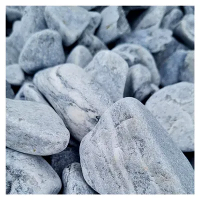Produktbild von Dekorative Kieselsteine Natur Grau 20 kg – Zierkies aus Marmorkies für Gartendekoration, Blumentöpfe, Vasen und Balkone – Dekosteine für Steingärten und Gräber – 4-8 cm