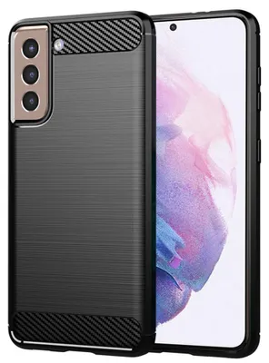 Produktbild von Techsuit Carbon Silicone Back Cover Hülle für Samsung Galaxy S21 Plus - Schwarz