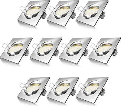 Immagine prodotto di Faretto da incasso Brandson 10x LED in look acciaio inox, faretto da soffitto orientabile con 320 lumen / bianco caldo