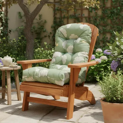 Produktbild von Outdoor-Schaukelstuhlkissen mit Bändern,Hochlehner Auflagen Stuhlkissen Sitzkissen,wasserfest Adirondack Stuhl Ersatzkissen,Lounge-Sitzkissen für Garten und Veranda,Grün