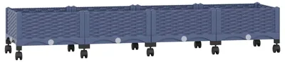 Obrázok produktu pre vidaXL Záhradný kvetináč na kolieskach, modro-sivý, 160 x 40 x 33 cm, PP