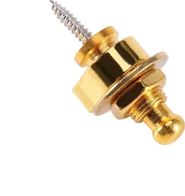 Image de 10 pièces/sachet Attache de sécurité métallique pour sangle de guitare et de basse (couleur or)
