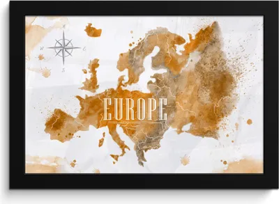 Produktbild von MuchoWow® MuchoWow® Gerahmtes Poster Weltkarte - Europa - Farbe 30x20 cm - Poster mit zchwarzem Bilderrahmen - Kunstdruck - Bild-Poster