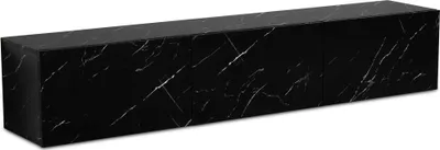 Obrázok produktu pre FineBuy Nízka skrinka na zavesenie v mramorovom vzhľade, čierna, 160 x 30 x 30 cm, TV skrinka, TV stolík s výklopnými dvierkami, moderná TV skrinka, nástenná TV komoda, TV komoda