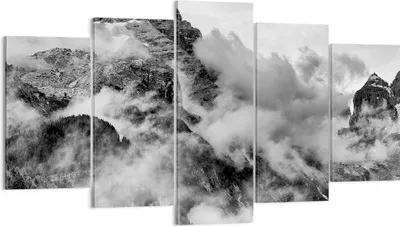 Produktbild von Bild auf Leinwand - Leinwandbild - Berge Nebel Gipfel - 160x85cm - Wand Bild - Wanddeko - Leinwanddruck - Bilder - Kunstdruck - Wanddekoration - Leinwand bilder - Wandkunst - EA160x85-3664
