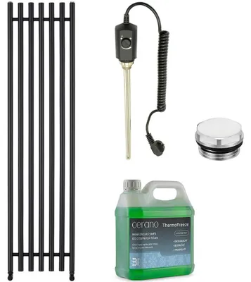 Obrázok produktu pre CERANO – Sada elektrických kúpeľňových radiátorov Valerio – 900 W – matná čierna – 1560 × 390 mm