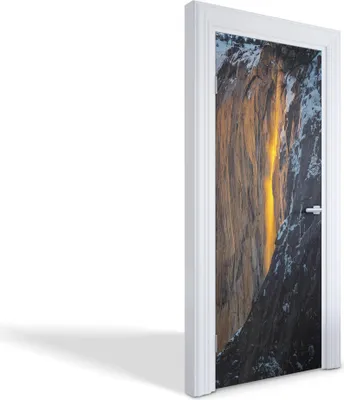 Produktbild von Türdeko Aufkleber Selbstklebende Wandsticker Personalisiert - Feuriger Wasserfall - 85 x 205 cm