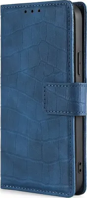 Produktbild von Mobigear Croco  Motorola Moto E7i Power Hülle Klapphülle Geldbörse - Blau