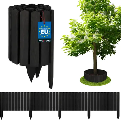 Produktbild von KOTARBAU® Beeteinfassung 200x30 cm Rollborder Flexible Beetumrandung Beet Zaun Abgrenzung für Blumenbeete  Steckzaun Rasenkante Kiefernholz Anthrazit