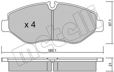 Produktbild von METELLI Bremsbeläge Satz Vorne Bremsklötze passend für MERCEDES-BENZ SPRINTER 3,5-t Kasten (906) 22-0671-0