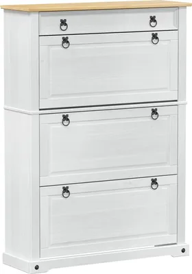 Produktbild von Schuhschrank Corona Weiß 99 x 32 x 138 cm Massives Kiefernholz