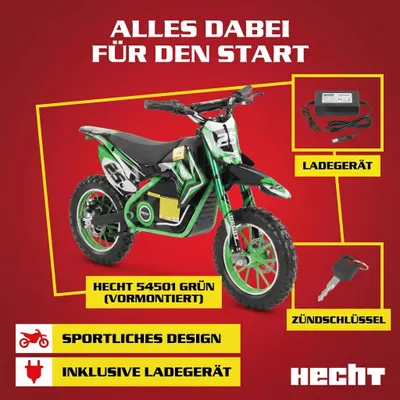 Produktbild von HECHT 54501 Pocketbike | Grün | 500W | 25km/h | 36V | 8Ah Akku | 8-12h Ladezeit