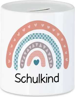 Produktbild von Schulkind Spardose  Einschulungsgeschenk Grundschule 1. Klasse Schulstart Herzen Motiv