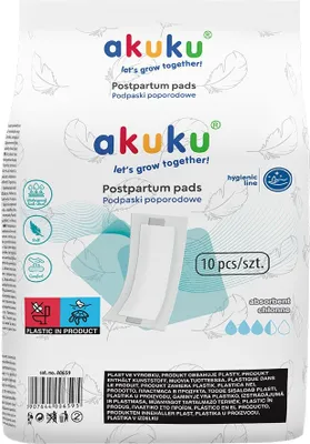 Obrázek produktu pro Jednorázové poporodní superabsorbční vložky Akuku 10 ks v balení