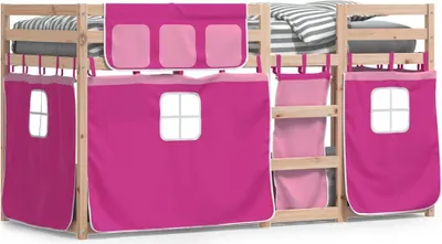 Immagine prodotto di vidaXL Letto a castello con tende rosa 80x200 cm in legno di pino massiccio