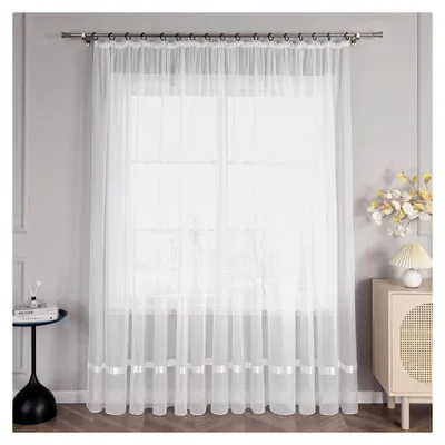 Produktbild von Transparenter Vorhang mit Satinband und Kräuselband H/B 225/300 cm Weiß