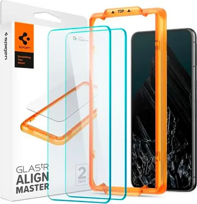 Zdjęcie produktu dla Spigen GLAS.tR AlignMaster, Google, Google Pixel 8 Pro (2023), Odporny na zadrapania, Odporny na wstrząsy, Czarny, Przezroczysty, 2 szt.