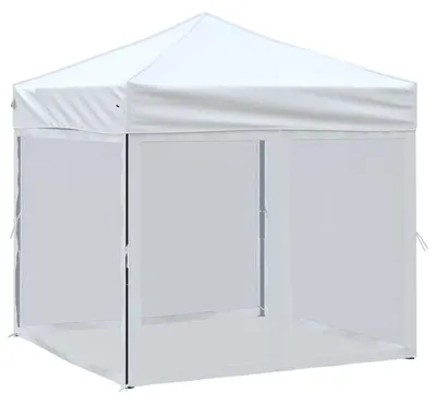 Productafbeelding van vidaXL Partytent, inklapbaar met zijwanden, wit, 2x2 meter