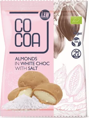 Zdjęcie produktu dla MIGDAŁY W BIAŁEJ POLEWIE Z SOLĄ70 g - COCOA