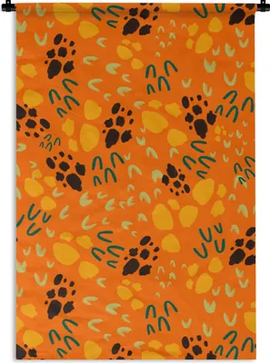 Produktbild von MuchoWow® Wandteppich Wandbehang Orange - Sporen - Muster 120x180 cm Tapisserie Dekoration Wandtuch - Schlafzimmer - Dekorationen für das Haus