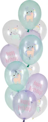 Produktbild von Folat Glady Einhorn Motiv Ballons, 33cm, 12 Stück, für Partydekoration & Geburtstag