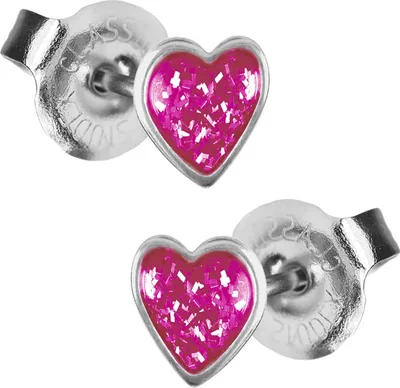 Produktbild von Chirurgenstahl Ohrstecker Glitterline mit Herz in pink Studex Sensitive