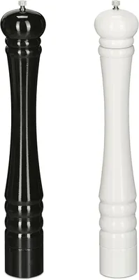 Immagine prodotto di Set di 2 macinini per pepe e- 40 cm - Macinino per spezie in legno - Macinino percon macinatura in Vetroceramica - Nero - Bianco