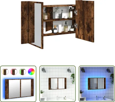 Obrázok produktu pre The Living Store LED zrkadlová skrinka smoke oak 80x12x45 cm akryl