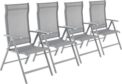 SONGMICS Gartenstuhl (4 St),8-fach verstellbare Rückenlehne,Campingstuhl grau