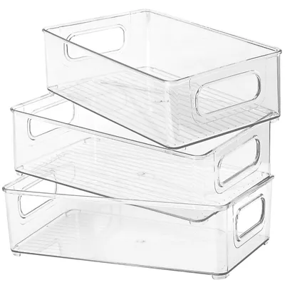 3er-Set Kühlschrank-Organizer, 25,5x15x7,6 cm, transparent, Kunststoff