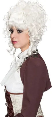 Weiße Perücke mit Locken für Damen seitlich von Vorne