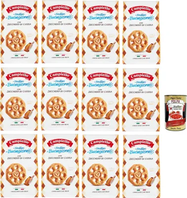 Produktbild von Campiello il Frollino del Buongiorno con zucchero di canna, Shortbread mit brauner Zucker, biscuits cookies 100% Italienische Kekse 12x 350g + Italian Gourmet polpa 400g