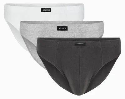 Produktbild von Herren Slips 3er Pack Atlantic 100% Baumwolle Weiß Grau Schwarz M