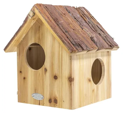 Image de Nichoir à écureuils - Nichoir à trois entrées - Bois - 25,2 x 26 x 29 cm