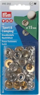 Obrázek produktu pro Stiskací knoflíky Sport & Camping, 15 mm, 10 ks, stříbrné